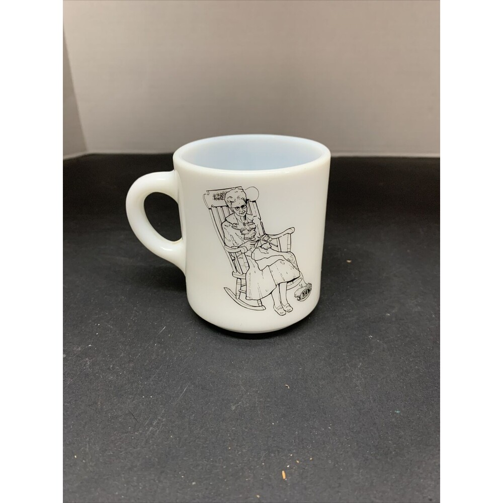 Vintage Grandmother Coffee Mug Cup White Milk Glass 8 Oz